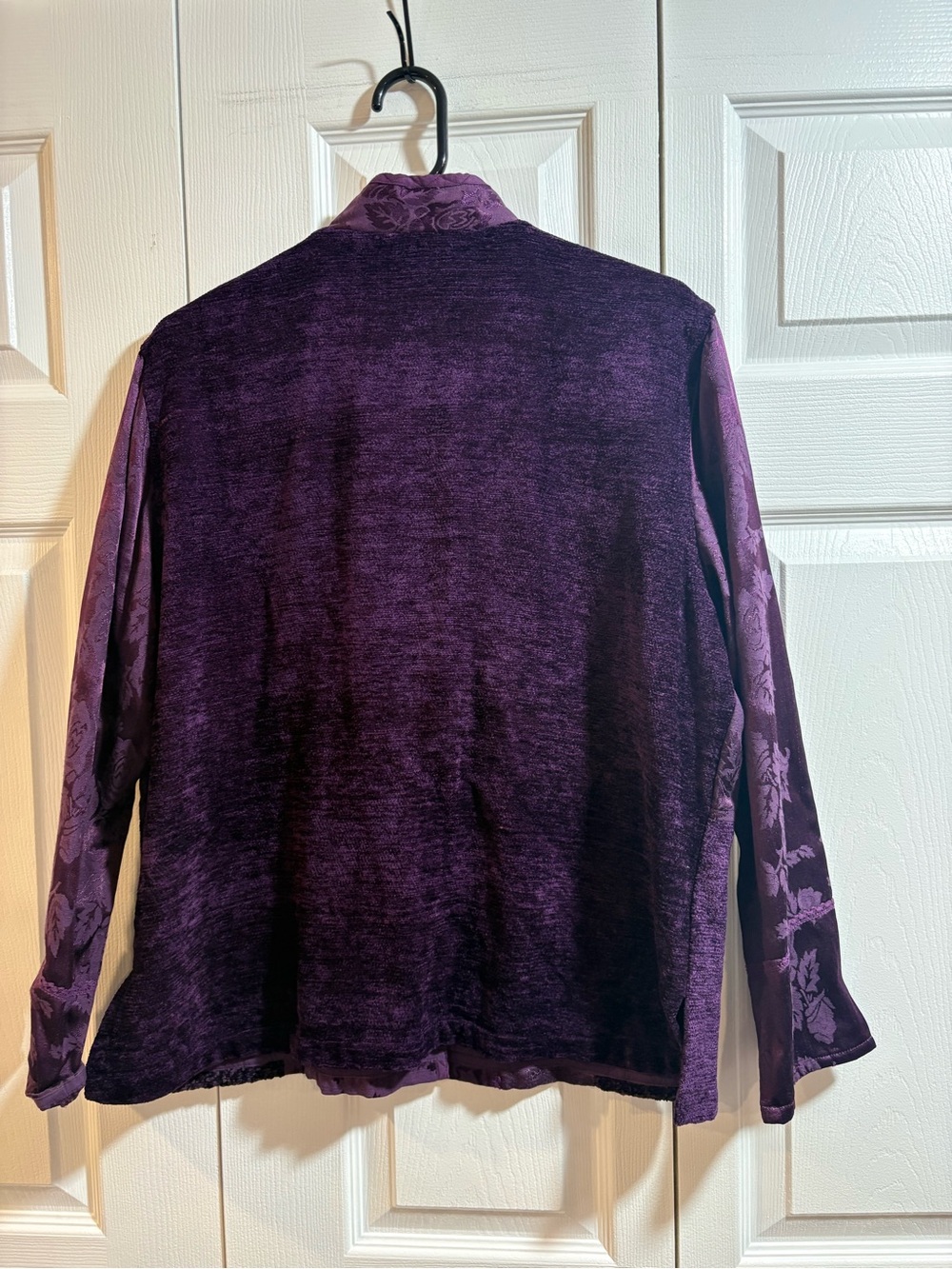 Coldwater Creek Purple Patchwork Chenille Jacquard Jacket Petite Large PL - Picture 4 of 4